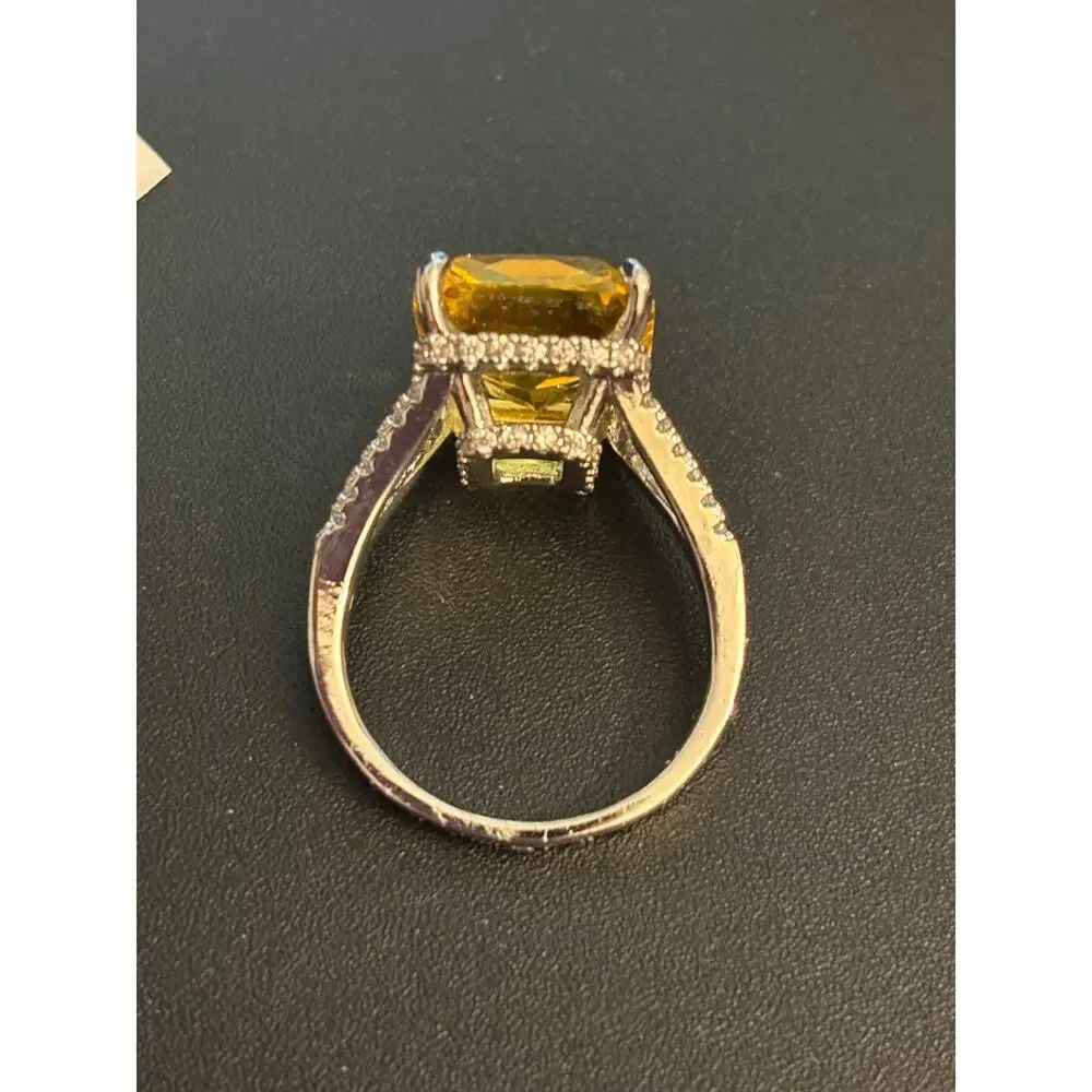 NIB Yellow Crystal Statement Ring Size 7.5
